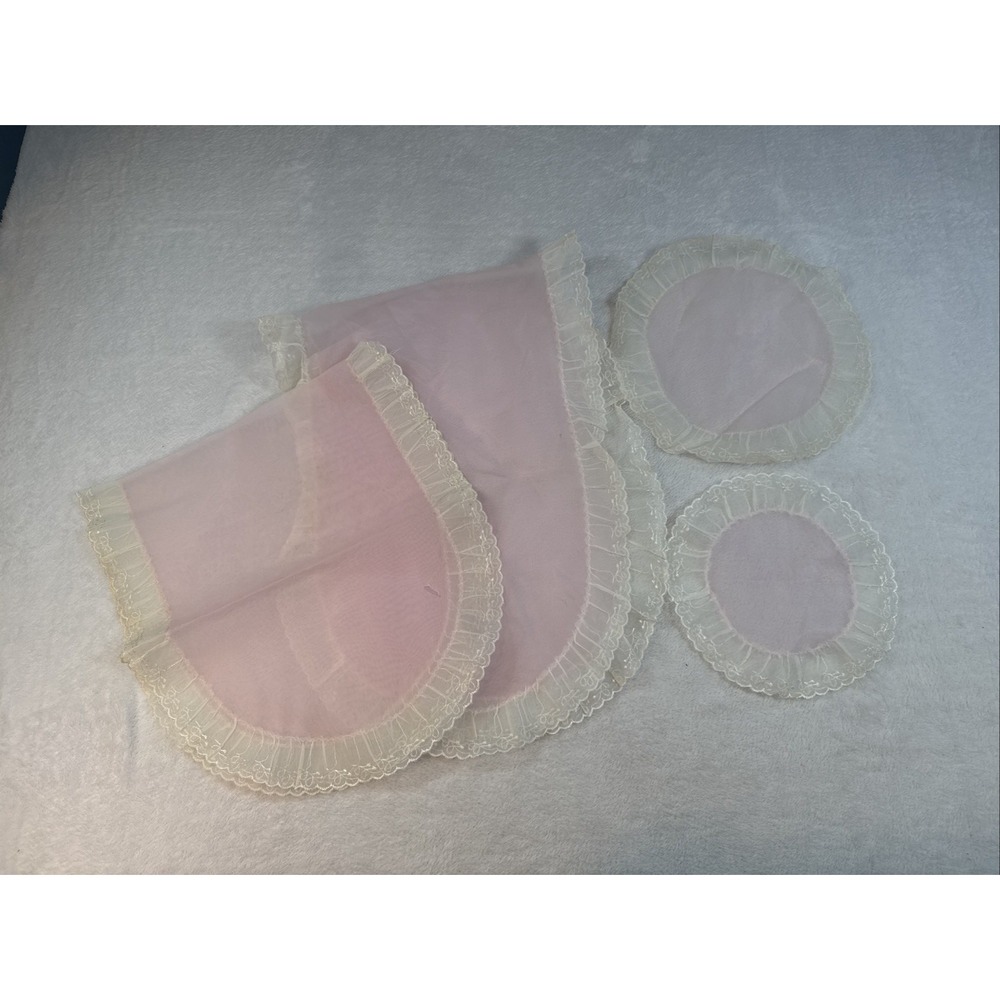 Pink Lacy Doilies Set Of 4 Feminine Round Rectangular Runners Cottage Core